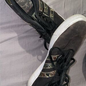 Black Adidas Sneakers with Camouflage Stripes